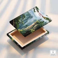 Zhangjiajie China Art Print | Misty Forest Canyon Poster decorative box showcasing mystical forest landscape design.