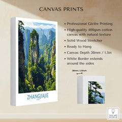 Zhangjiajie China Floating Mountains Art Print | Karst Peak Forest Poster showcasing high-quality canvas print features.