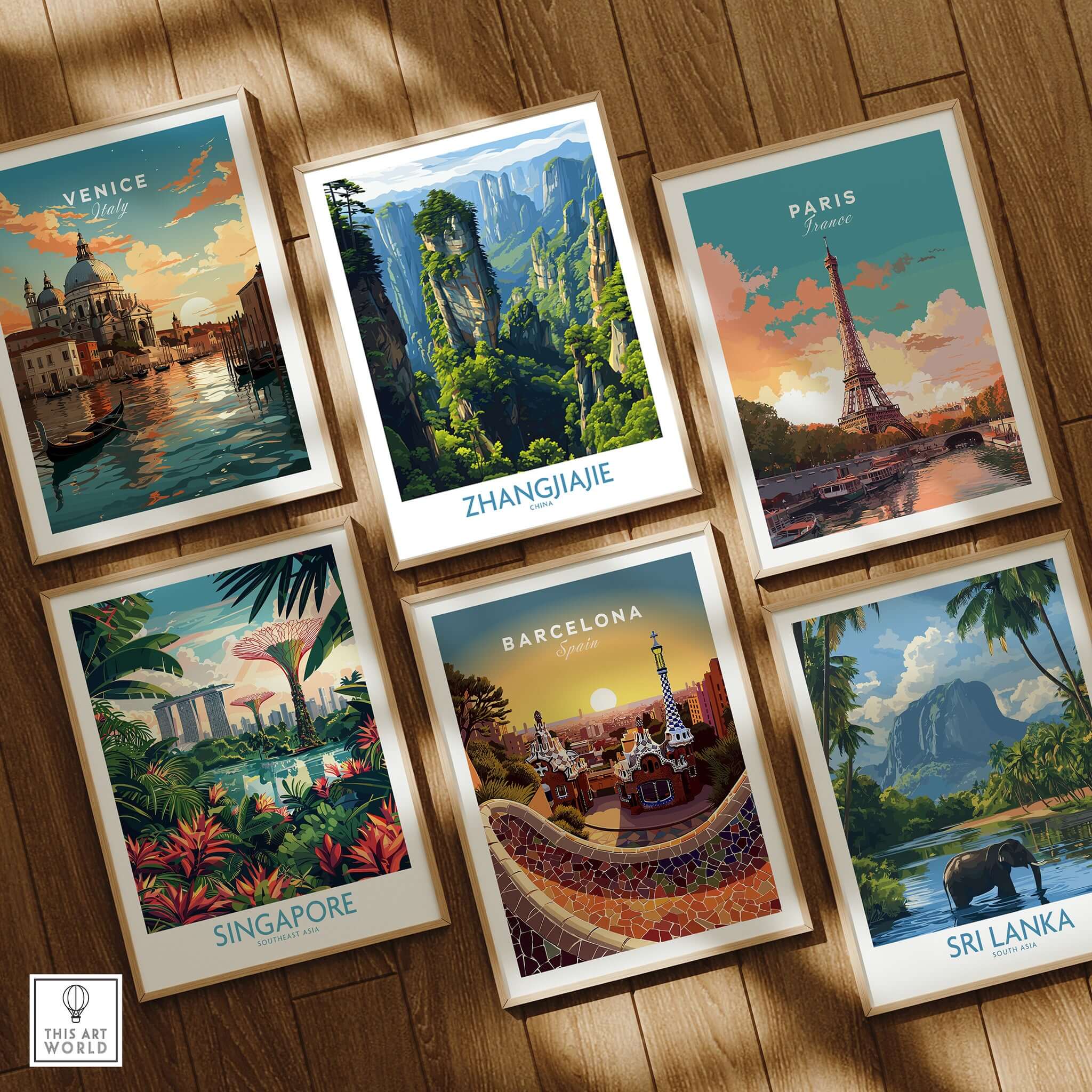 Zhangjiajie China Floating Mountains Art Print | Karst Peak Forest Poster among travel-themed art prints from various cities.