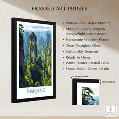 Zhangjiajie China Floating Mountains Art Print | Karst Peak Forest Poster framed with professional Giclée printing.