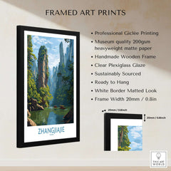 Zhangjiajie China Art Print | Karst Peaks River Poster framed with museum quality giclée printing and handmade wooden frame