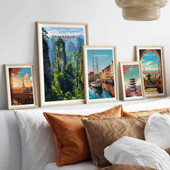 Zhangjiajie Wulingyuan Canvas Print | Chinese Landscape Decor displayed among other framed artworks.