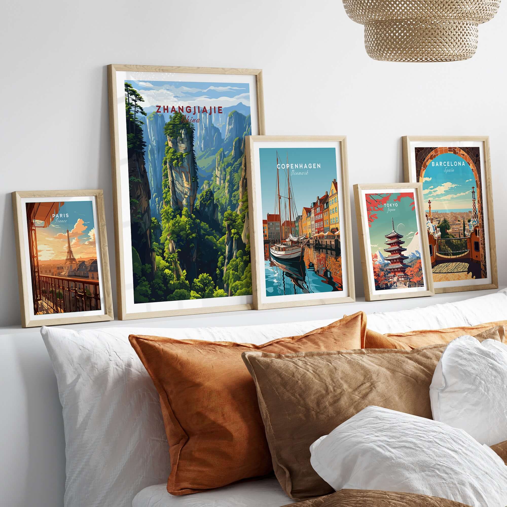 Zhangjiajie Wulingyuan Canvas Print | Chinese Landscape Decor displayed among other framed artworks.