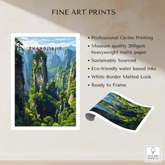 Zhangjiajie Wulingyuan Canvas Print | Chinese Landscape Decor showcasing stunning cliffs and lush greenery.
