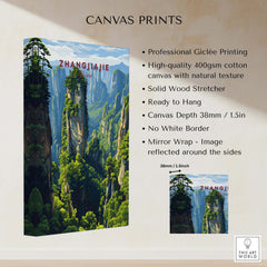 Zhangjiajie Wulingyuan Canvas Print | Chinese Landscape Decor showcasing natural beauty and quality craftsmanship.