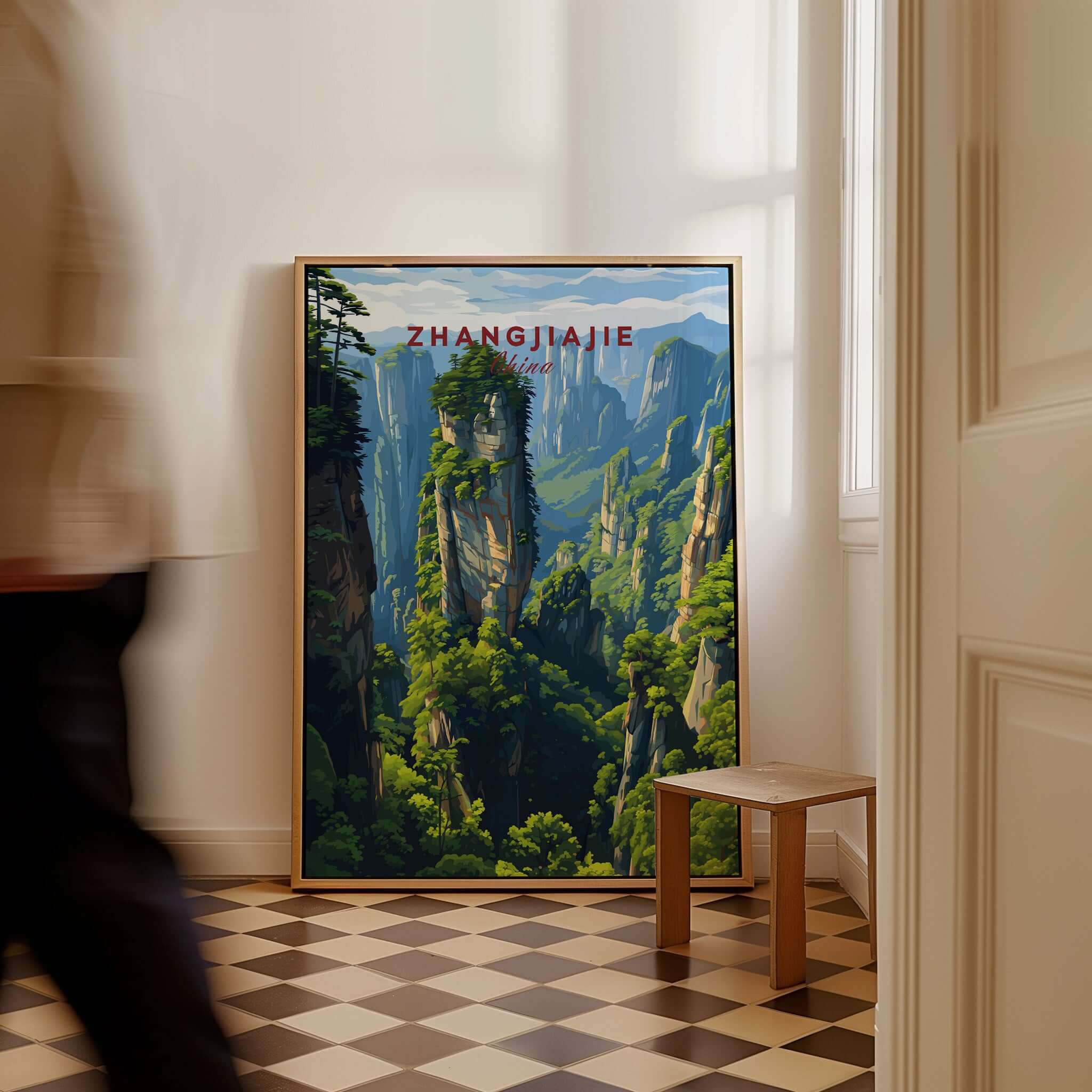Zhangjiajie Wulingyuan Canvas Print | Chinese Landscape Decor displayed in a stylish room interior.