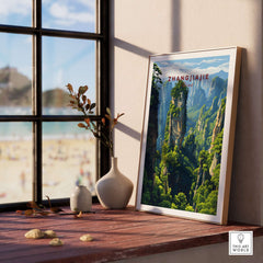 Zhangjiajie Wulingyuan Canvas Print | Chinese Landscape Decor showcased in a bright interior setting.