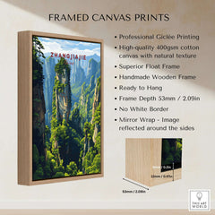 Zhangjiajie Wulingyuan Canvas Print | Chinese Landscape Decor framed with natural wood.