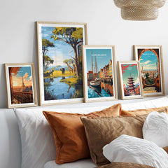 Zimbabwe Travel Print - African Savanna Landscape Poster displayed among other travel prints.