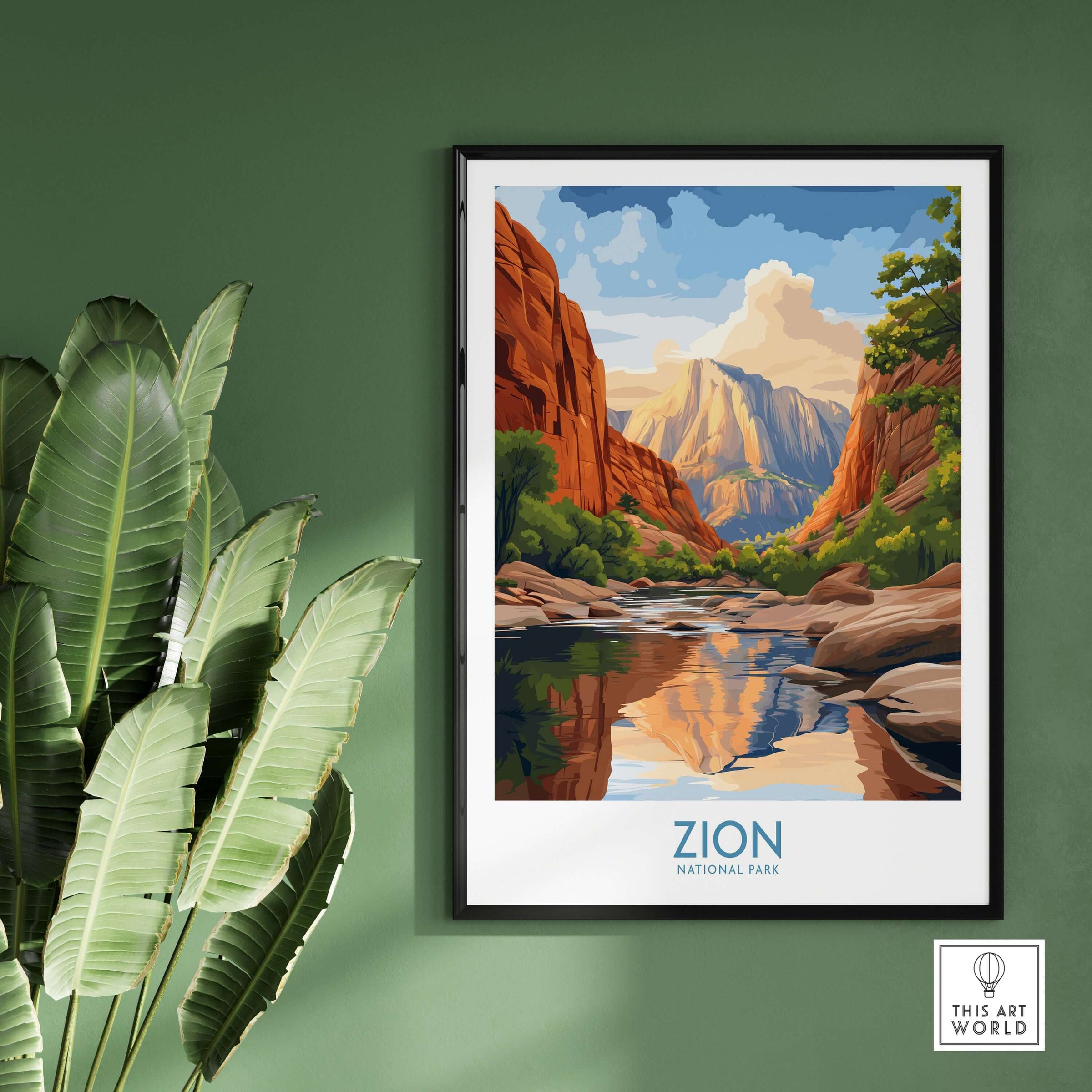 Zion National Park Poster | Canyon Walls Print featuring vibrant colors and majestic canyon landscape.