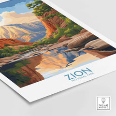 Zion National Park Poster | Canyon Walls Print showcasing vibrant colors and majestic canyon reflections.