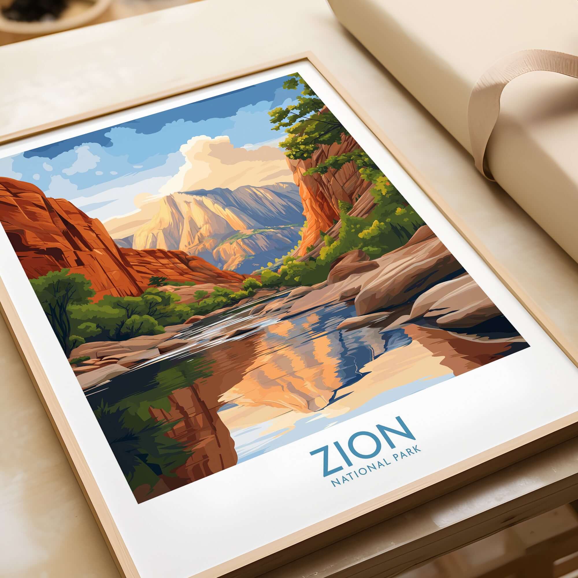 Zion National Park Poster | Canyon Walls Print featuring vibrant colors and canyon landscapes.