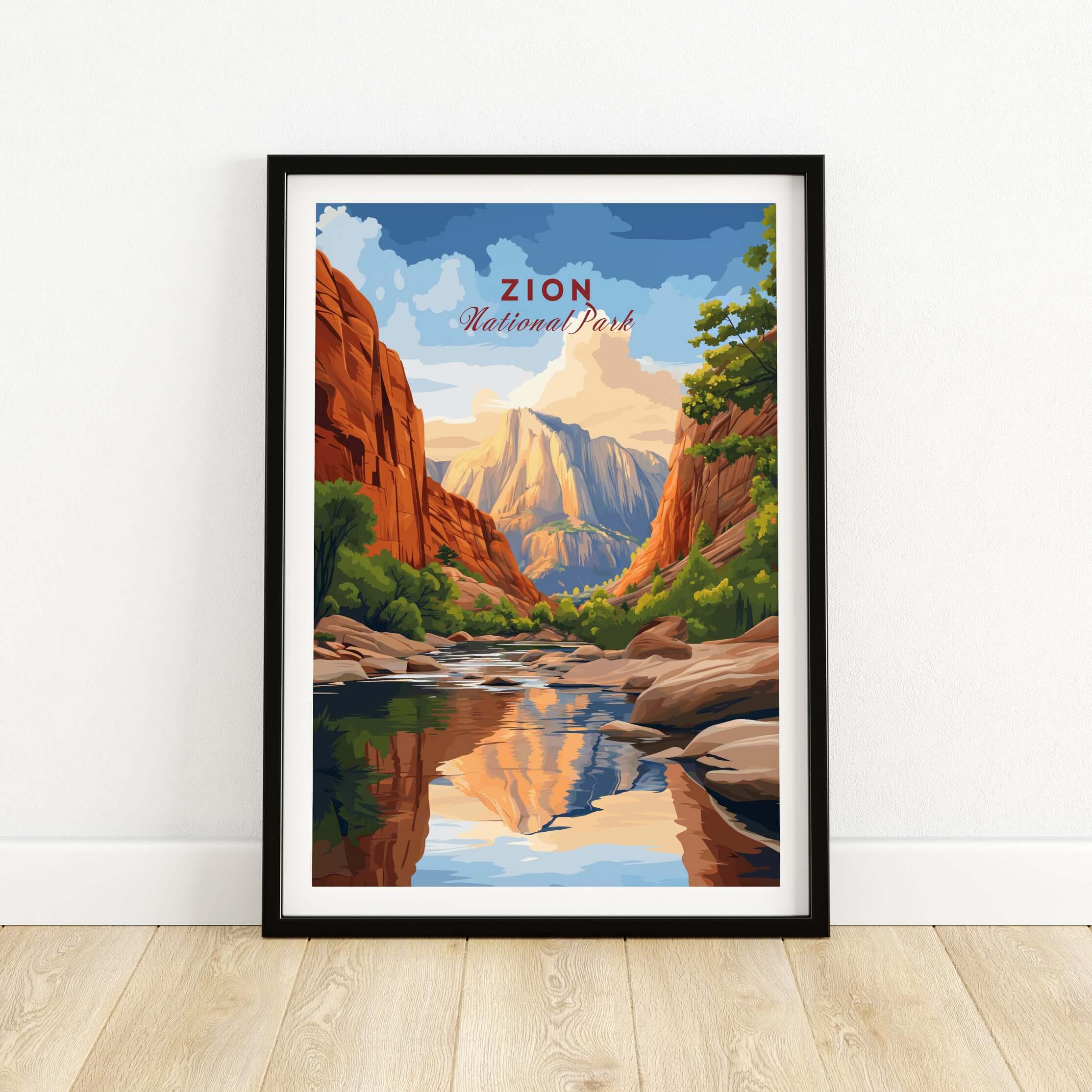 Zion NP The Narrows View Print | Utah Hiking Wall Decor featuring the stunning canyon and river reflections.