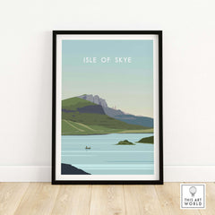 Isle of Skye poster print featuring serene landscape and water scene, perfect for home or office decor.
