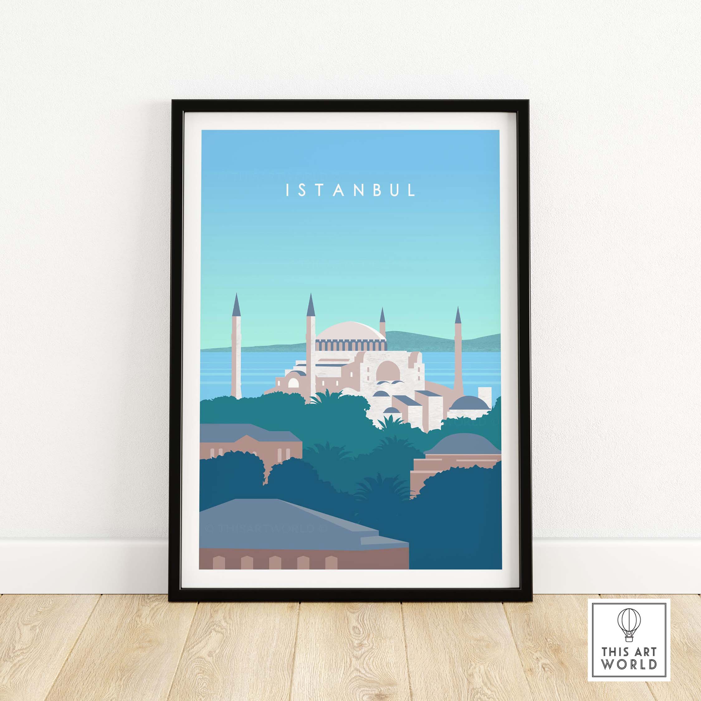 Istanbul Print Wall Art Poster featuring the Blue Mosque in a stylish framed design.