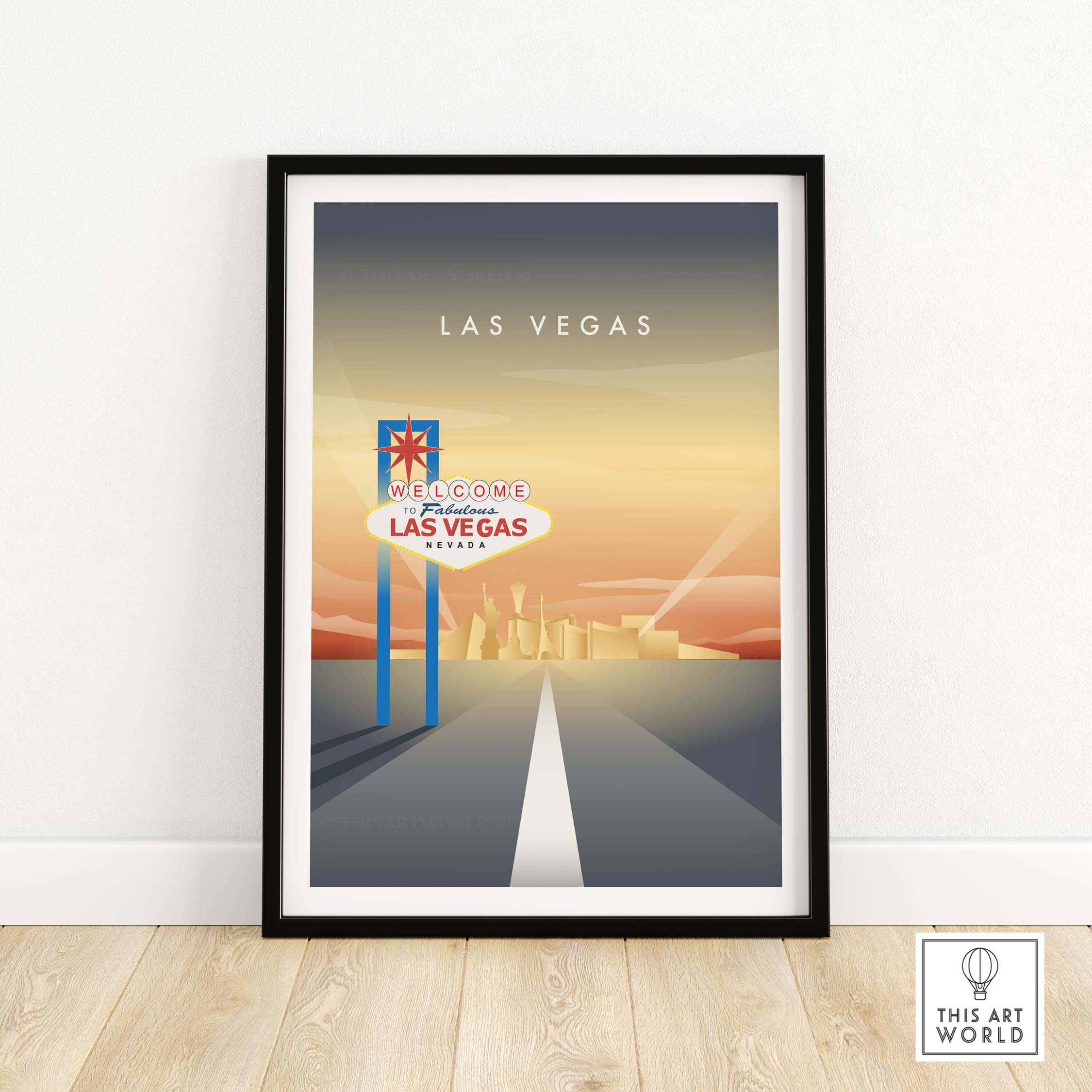 Las Vegas wall art poster featuring the iconic Welcome to Fabulous Las Vegas sign and vintage-inspired design.
