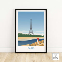 Paris wall art poster featuring the Eiffel Tower and stylish retro design, perfect for travel lovers and home decor.