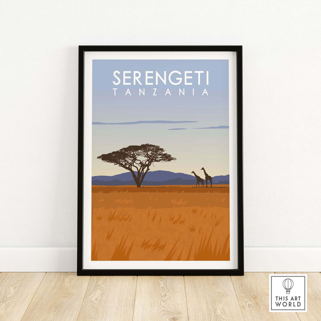 serengeti print tanzania travel poster