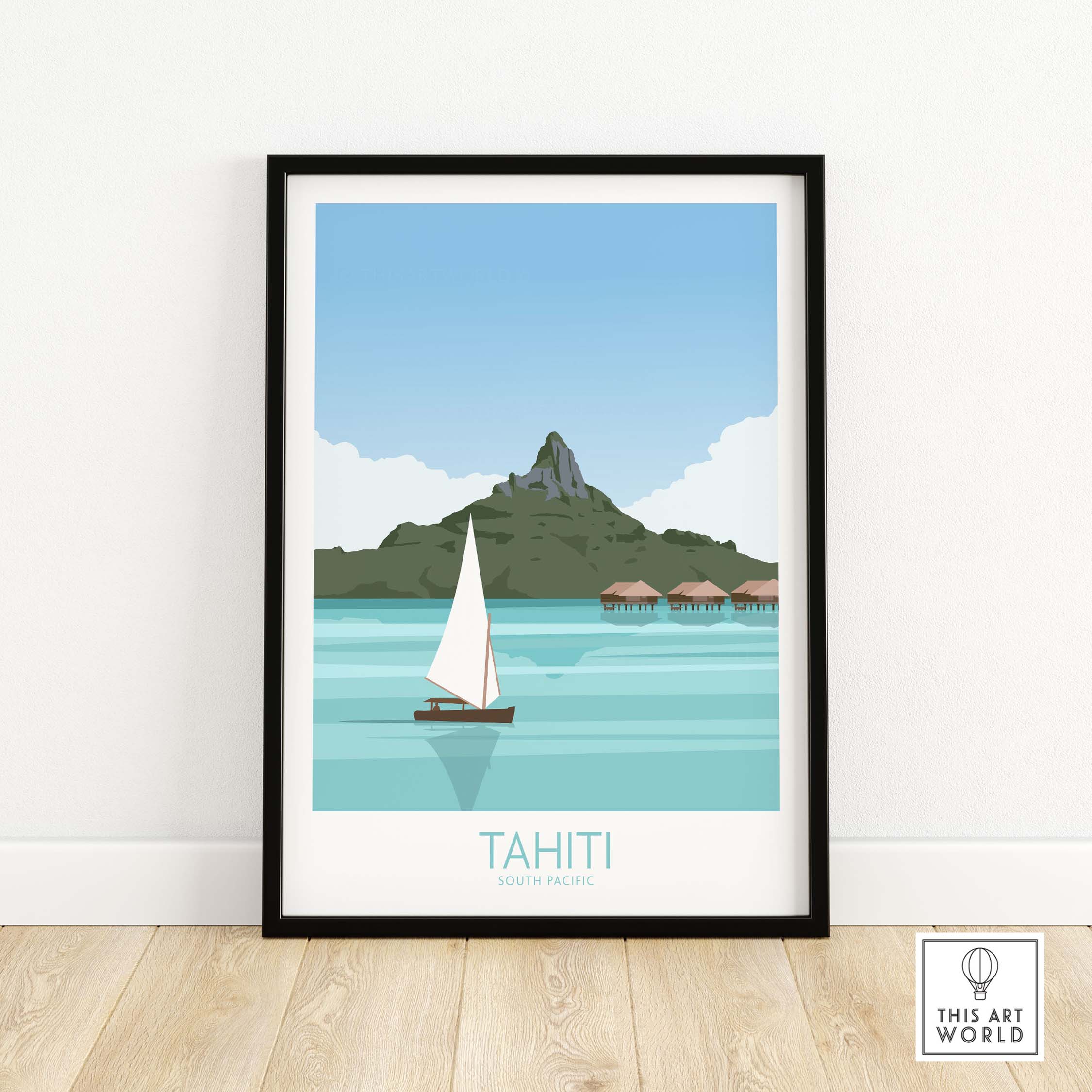 tahiti art print travel poster