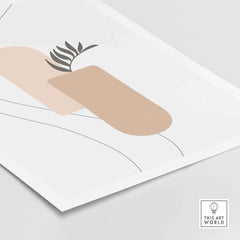 Abstract palm leaf print artwork with modern design elements for home or office decor.