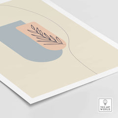 Stylish boho art print featuring abstract shapes and minimalistic leaf design for modern decor.