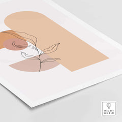 Abstract mid century print featuring geometric shapes and leaf design, perfect for modern home decor.