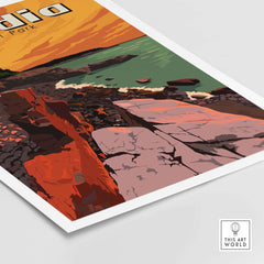 Acadia National Park print featuring a scenic coastal landscape with vintage poster style.