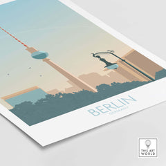 Berlin Poster Print featuring the iconic TV Tower and vintage-style design, perfect for home or office decor.