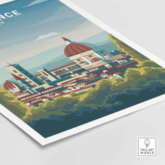 Florence Wall Art Print showcasing iconic architecture in a minimalist vintage style, perfect for home or office decor.