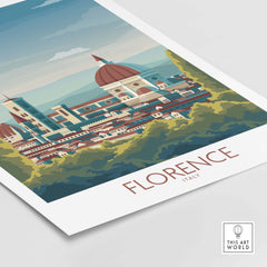 Florence Italy art print featuring a modern minimalist design inspired by vintage travel posters.