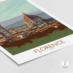 Florence Print Italy Travel Poster featuring iconic landmarks in a vintage style.
