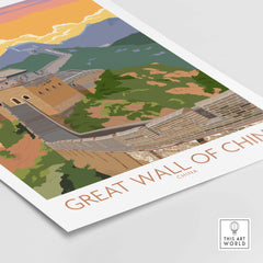 Great Wall of China vintage travel print showcasing beautiful landscapes and stylish design by This Art World.