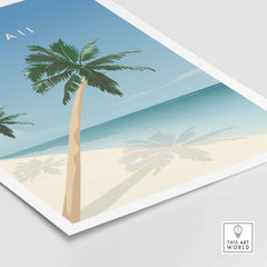 Hawaii Wall Art Poster featuring palm trees and ocean, perfect for adding a tropical vibe to your home or office decor.