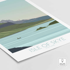 Isle of Skye Scotland poster print featuring serene landscapes and vintage travel design.