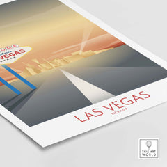 Las Vegas Wall Art Print featuring a vintage-inspired design with city skyline and iconic signage.