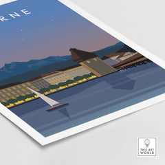 Lucerne Switzerland Print featuring a serene lake view and vintage-style design for stylish wall art.