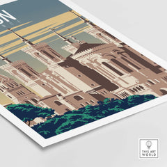 Lyon Print France Poster showcasing vintage travel artwork, perfect for home or office decor.