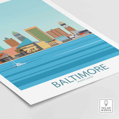 Baltimore poster showcasing Maryland skyline in a minimalist vintage style, perfect for travel enthusiasts.