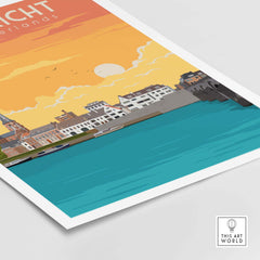 Maastricht Print poster showcasing a vibrant sunset over the river, capturing Dutch architecture and scenic beauty.