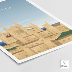 Stylish Mallorca Wall Art Poster showcasing vintage-inspired architecture and scenery, perfect for home decor.