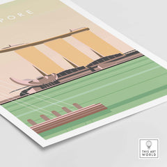 Vintage-inspired Singapore poster print featuring iconic city skyline and vibrant colors.
