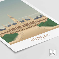 Vienna Wall Art Print showcasing vintage architecture with a minimalist design, perfect for travel enthusiasts.