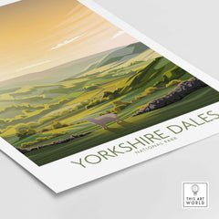 Yorkshire Dales National Park art print featuring scenic hills and valleys in a modern minimalist style.
