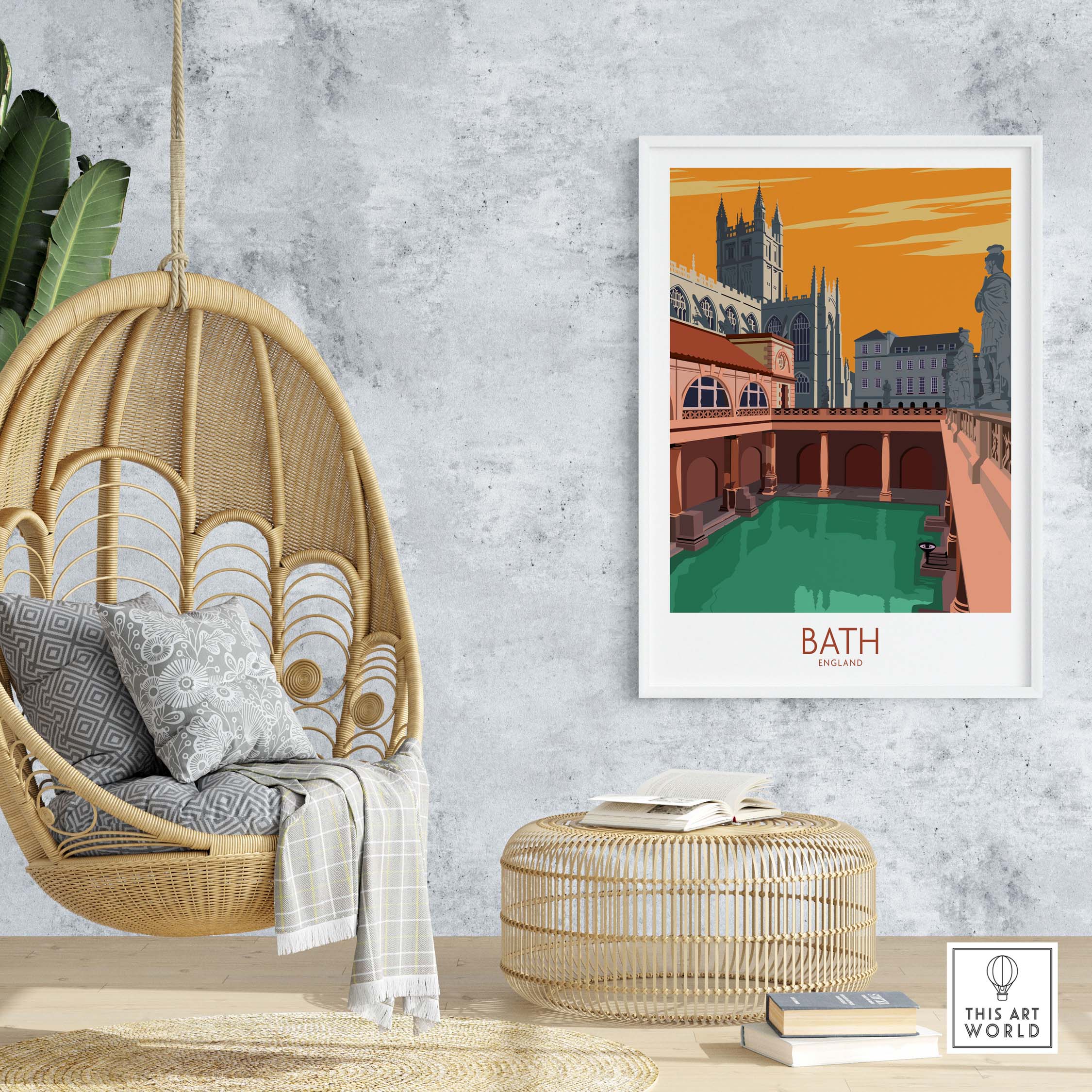 Stylish Bath Poster print showcasing historical architecture, perfect for travel enthusiasts and home decor.