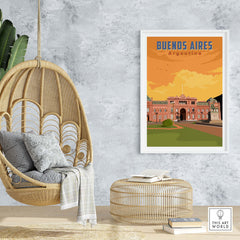 Buenos Aires Print showcasing vintage-inspired artwork of Argentina, perfect for home or office decor.