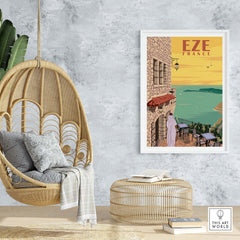 Eze France poster print wall art showcasing a coastal view, perfect for home or office decor.