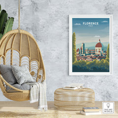Florence Wall Art Print showcasing Italy's skyline in a minimalist frame, perfect for home decor.