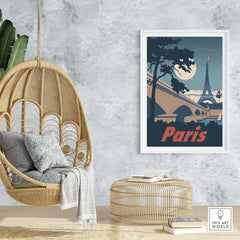 Paris Poster Wall Art Print featuring the Eiffel Tower, ideal for home decor and travel-inspired aesthetics.