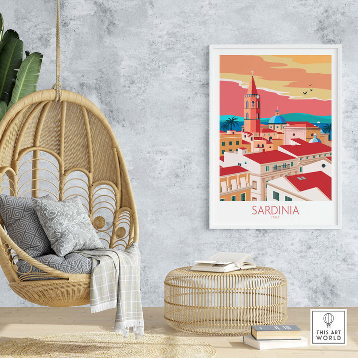 sardinia print italy travel poster