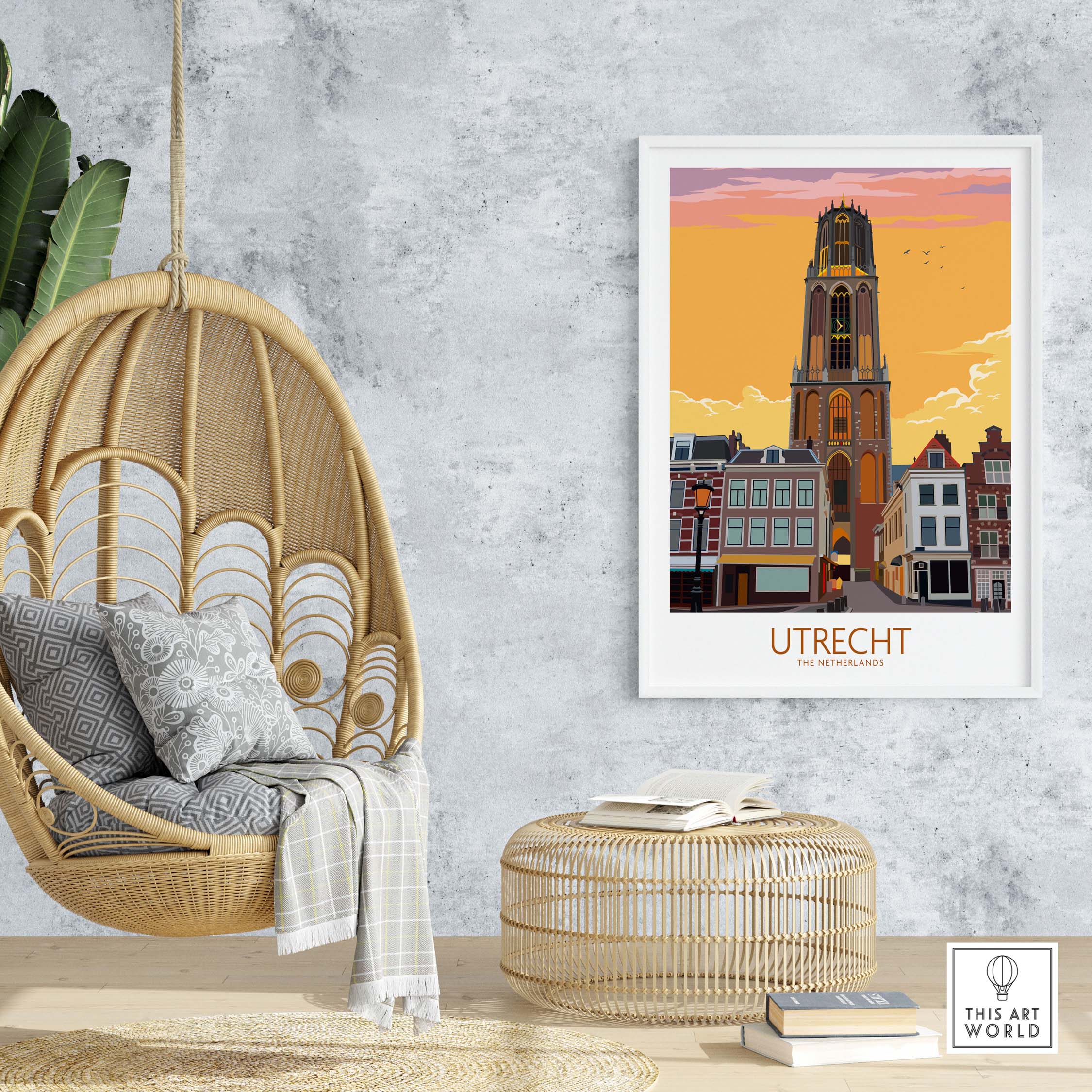 Utrecht print poster showcasing a vintage design, perfect for adding stylish travel art to home or office decor.